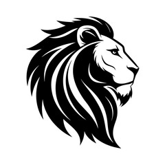 lion head profile with smooth curve vector illustration