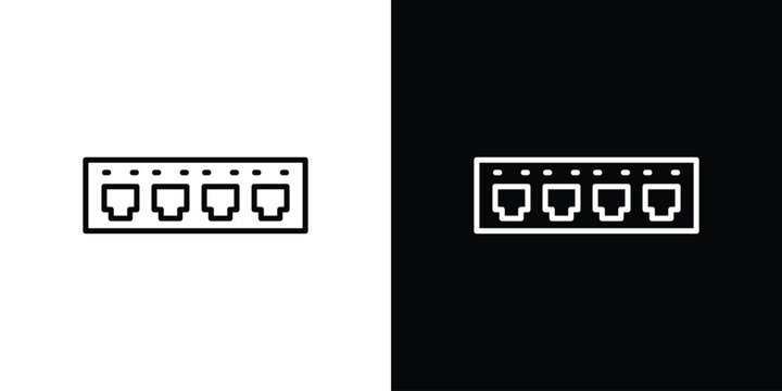 Network switch icon in black. flat graphic vector icon