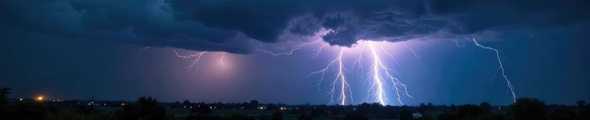 A powerful storm rages at night, with fierce winds and heavy rain lashing against a dark, ominous sky Lightning illuminates the scene, revealing the raw power of nature , turbulent, electricity