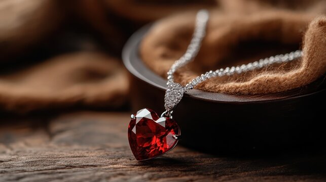 This exquisite heart-shaped red gemstone necklace features elegant silver accents, perfect for gifting on special occasions or enhancing your jewelry collection with style.
