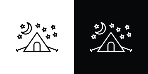 Night camping icon in black. flat graphic vector icon © Vince