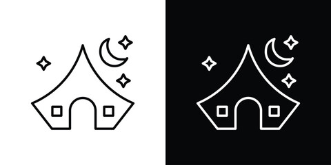 Night camping icon in black. flat graphic vector icon © Vince