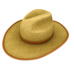 A straw hat with a wide brim, ideal for sun protection during outdoor activities.