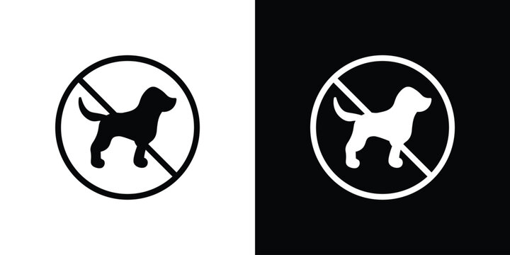 No dogs allowed signs in black. flat graphic vector icon