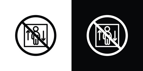No elevator signs in black. flat graphic vector icon © Vince
