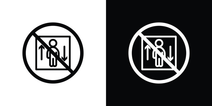 No elevator signs in black. flat graphic vector icon