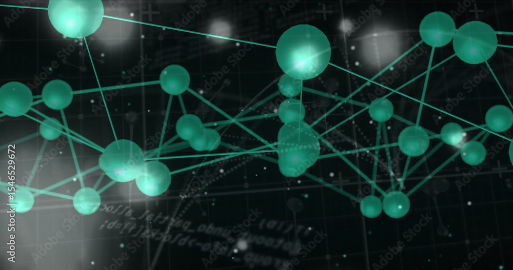 Poster forming network graph in data-visualization environment, with green nodes and light-green lines