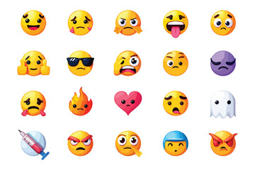 Obraz premium set of colorful easter eggs with different emotions