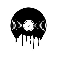 Music Turntable Svg, Vinyl Record Album Svg, Melting Dripping Player Mixer DJ Disc Jockey Club Stereo Sound Design Art Logo Svg, Png Vector Clipart for Cricut