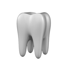 A stylized 3D representation of a tooth, emphasizing dental health and hygiene.