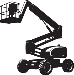 Articulated boom lift silhouette illustration