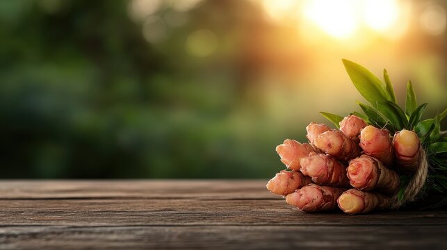 A picturesque arrangement of vibrant radishes basking in soft golden sunlight, emphasizing organic freshness and the beauty of nature's produce.