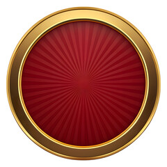 Red and gold circular badge isolated on transparent background