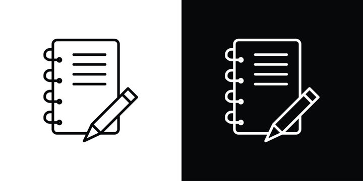 Notebook icon in black. flat graphic vector icon