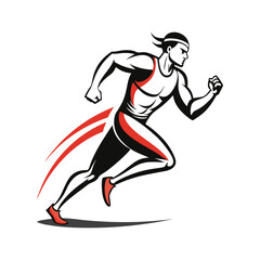 man running logo line art vector illustration