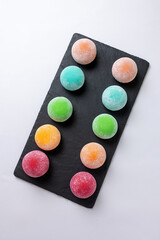 Colorful candies isolated on white background.