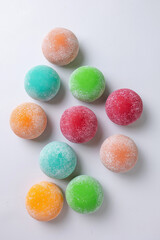 Colorful candies isolated on white background.