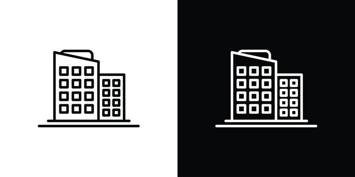 Office block icon in black. flat graphic vector icon