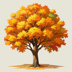 Autumn tree with vibrant orange and yellow leaves