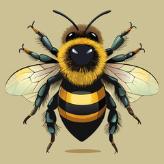 Detailed illustration of a honeybee