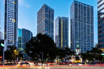Miami Brickell Avenue at night