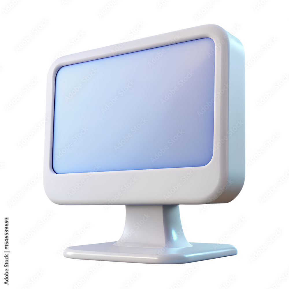 Poster modern white computer monitor 3d render