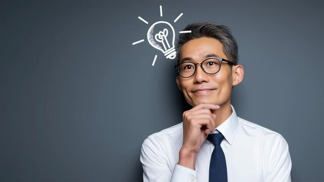 インスピレーションを得た日本人男性の表情