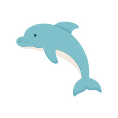 Dolphin illustration in flat style on white background