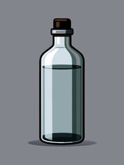 Glass bottle with cork stopper filled with liquid