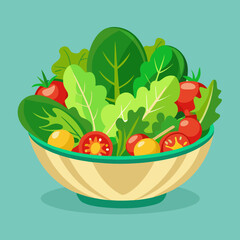 Fresh green salad with cherry tomatoes in bowl
