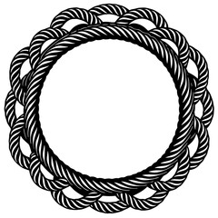 Rope circle frame design isolated on white background