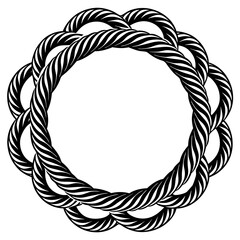 Rope circle frame design isolated on white background
