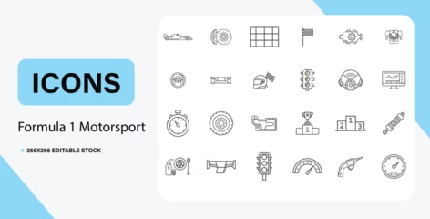 Fotobehang F1 Formula 1 motorsport icons set for web and app design  © Sharmin