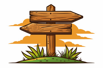 Wooden signpost with arrows blank rustic design