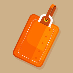 Obraz premium Orange leather luggage tag with strap