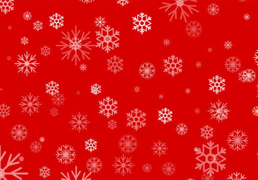 Create a festive atmosphere with this vector illustration showcasing snowflakes scattered on a vibrant red background. Perfect for Christmas cards, decorations, or seasonal graphics