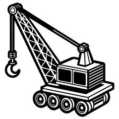 Illustration of a black and white construction crane