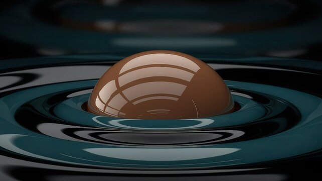 Abstract render featuring a sphere resting on rippling, glossy surfaces - Powered by Adobe