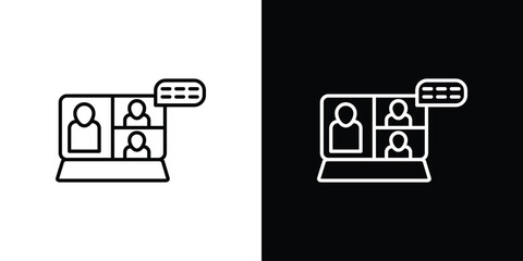 Obraz premium Online meeting icon in black. flat graphic vector icon