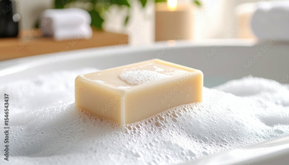 Aufkleber fresh floating soap in bubbles creating serene relaxing atmosphere
