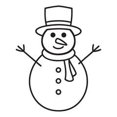 Christmas winter snowman line art  vector  silhouette snowman icon, logo vector illustration on white background
