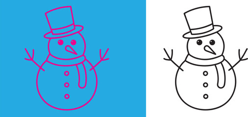 Christmas winter snowman line art  vector  silhouette snowman icon, logo vector illustration on white background