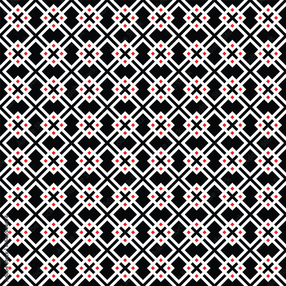 Poster geometric interlocking grid pattern with small square accents seamless background