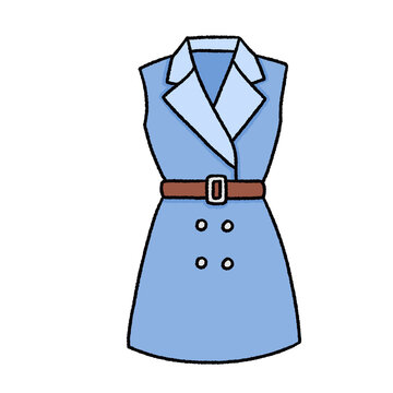 blue dress with brown belt clip art preview