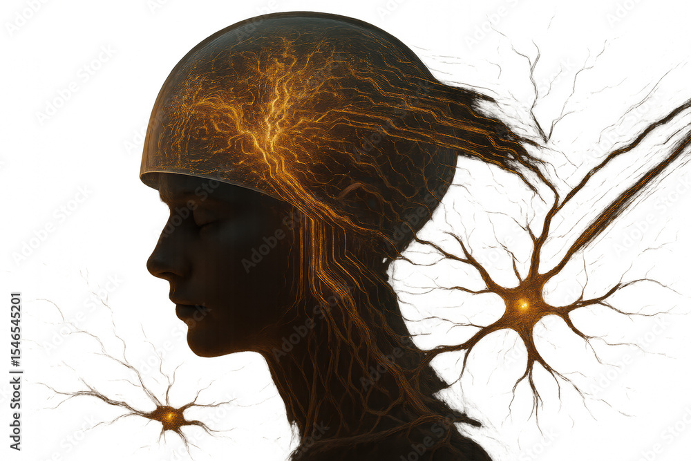 Poster a surreal representation of neural connections and human consciousness