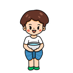 Cute cartoon illustration of Songkran Festival with playful water splashing and traditional Thai elements.