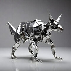Mechanical Chrome Origami Animals – Futuristic Folded Creatures with Reflective Finish