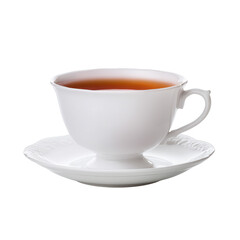 Obraz premium Simple White Teacup with Tea on White Background