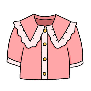 pink blouse with scalloped collar clip art preview