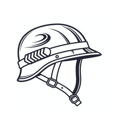Military Combat Helmet Outline - Protective Headgear Vector Icon